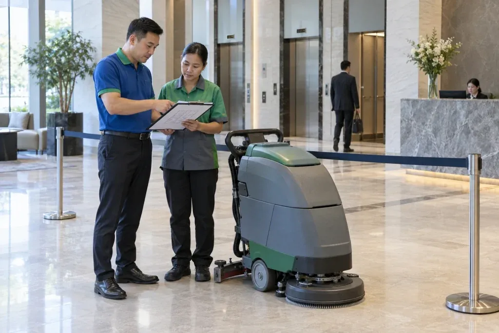Ảnh minh họa quản lý cơ sở trao đổi sơ đồ phân vùng chà sàn tại sảnh tòa nhà