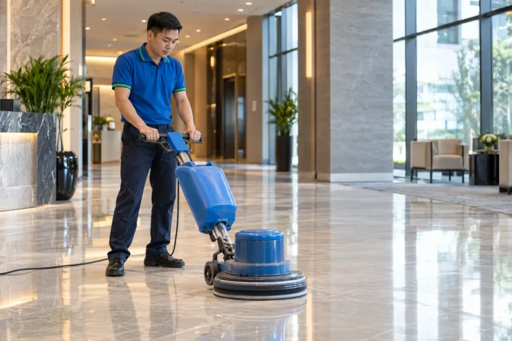 Đánh bóng và phủ bóng sàn